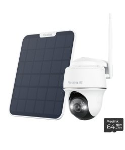 Reolink B440+Solar, 4K/8MP Dual-Band WiFi PT buitencamera met zonnepaneel en 64GB micro SD-kaart, pakketdeal