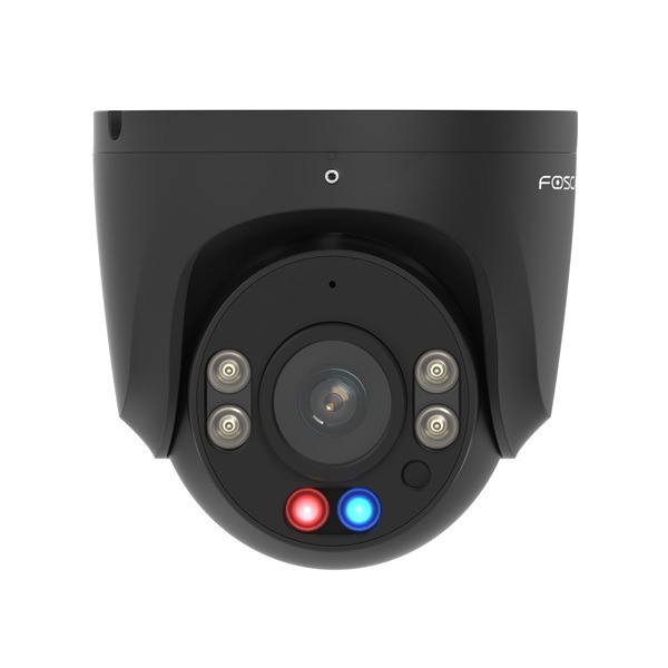 Foscam W5EP, 3K/5MP QHD PoE IP camera, met knipperende rode en blauwe alarmlichten